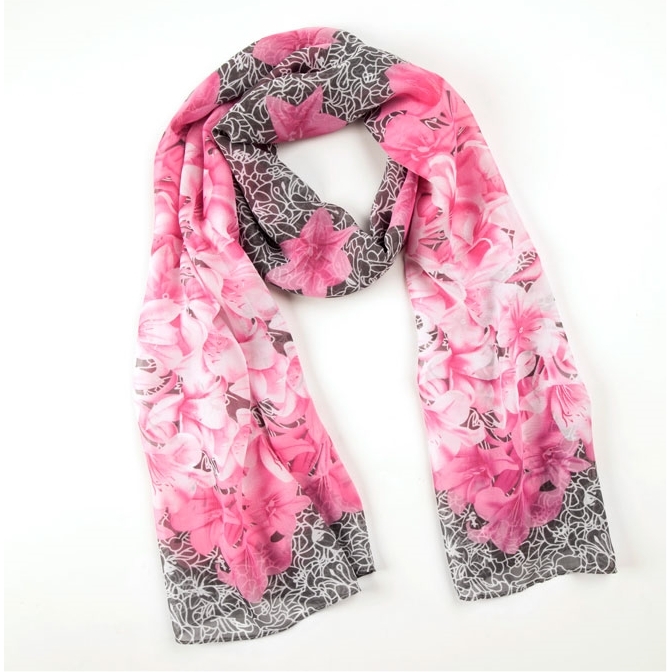 Foulard fluide orchides rosegris 10 €
