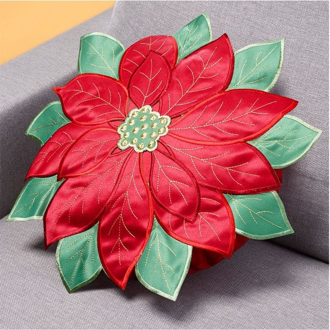 Coussin rond fleur poinsettia — vue 3