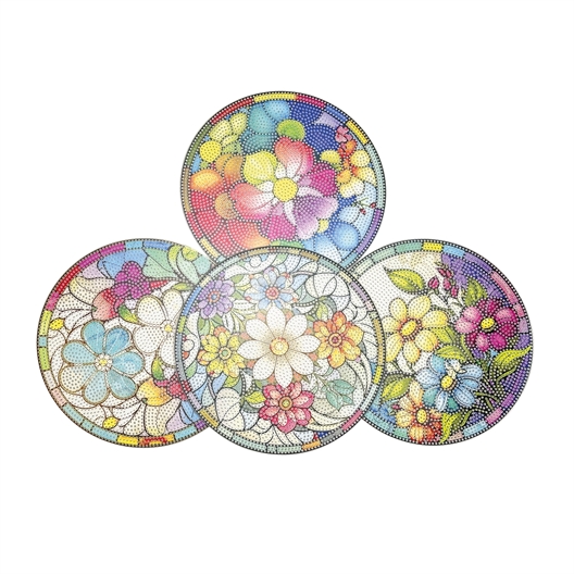 Kit broderie diamant 4 sets de table fleurs