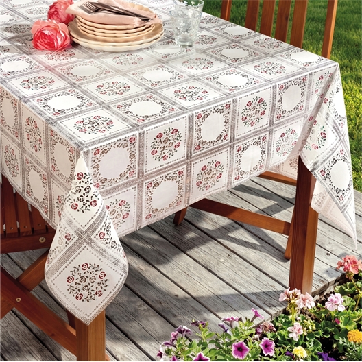 Nappe cirée effet dentelle Ronde (diam. 140 cm)