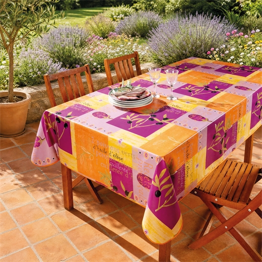 Nappe cirée provençale orange Rectangulaire 140 x 250 cm