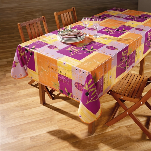 Nappe cirée provençale orange Rectangulaire 140 x 250 cm