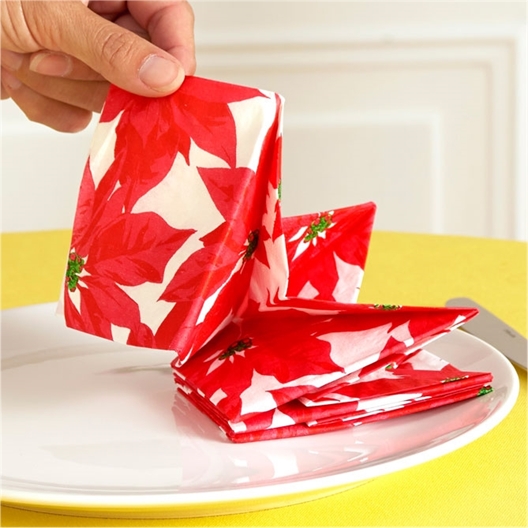 Serviettes poinsettia prépliées rouges
