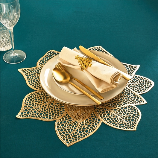 Chemin ou set de table poinsettia doré