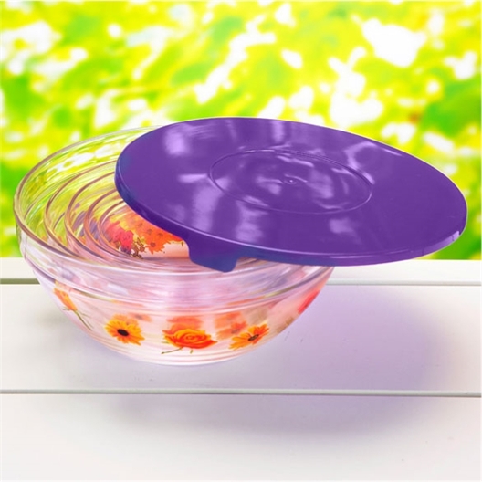 5 boîtes verre fleuries violet