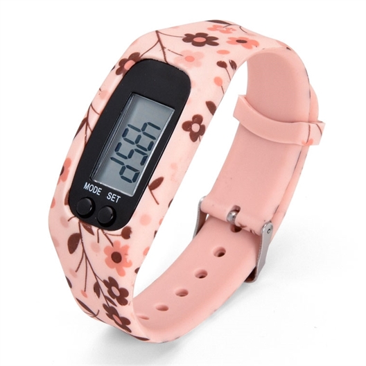 Montre podomètre silicone Noire, Blanc ou Fleurs
