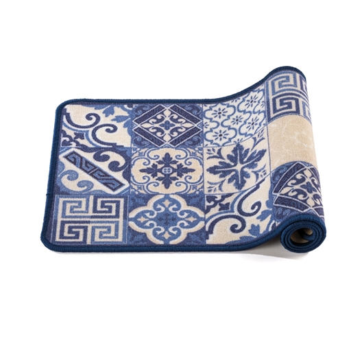 Tapis carreaux de ciment bleu 45 x 200 cm