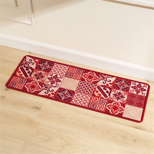 Tapis carreaux de ciment rouge 45 x 150 cm