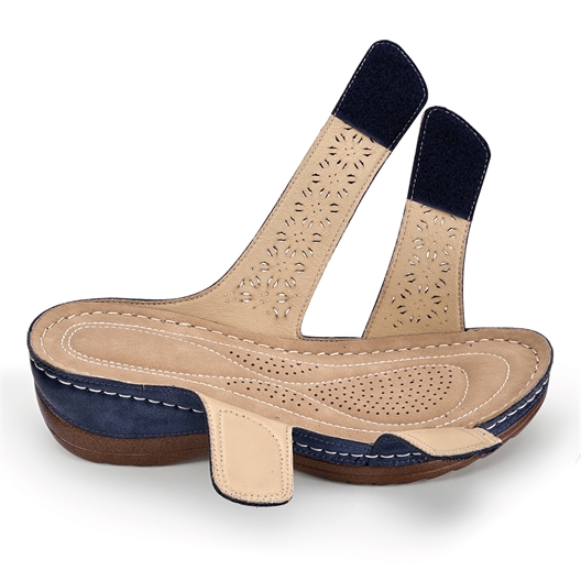 Mules ajourées Mahée Marine - taille 37
