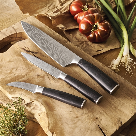 Coffret 3 couteaux forgés Pradel France ® effet Damas