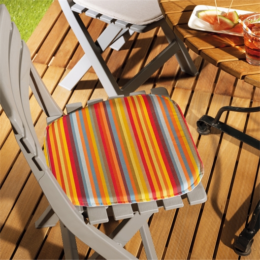 Galette de chaise extérieure rayée ou taupe