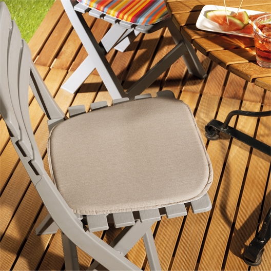 Galette de chaise extérieure rayée ou taupe