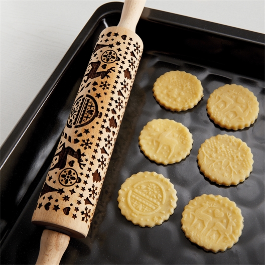 Rouleau à pâtisserie Empreinte Noël Motifs rennes et sapins