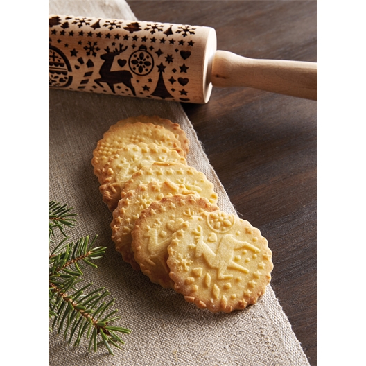 Rouleau à pâtisserie Empreinte Noël Motifs rennes et sapins