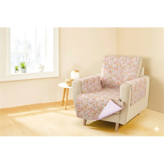 Couvre fauteuil reversible Fleuri