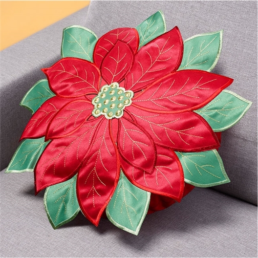 Coussin rond fleur poinsettia