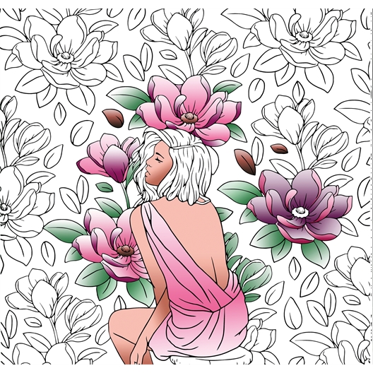 Grands carrés d'art thérapie Femmes fleurs