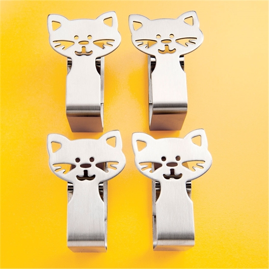4 pinces nappe têtes de chats