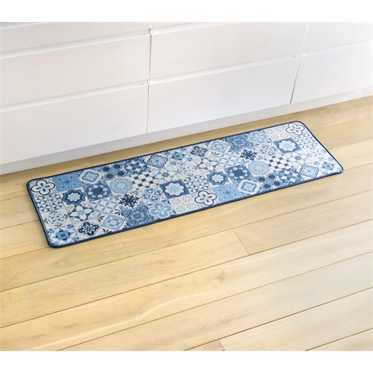 Tapis carreaux ciment bleu ou beige