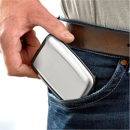 Porte-cartes aluminium gris