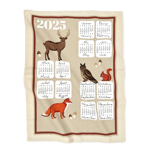 Torchons calendrier 2025 - plusieurs modèles
