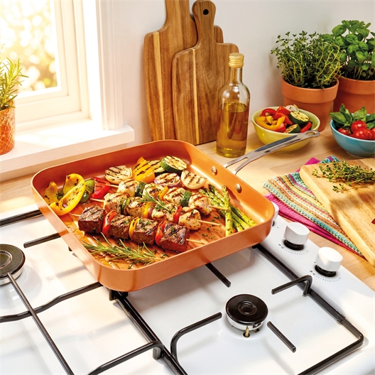 Poêle grill cuivrée