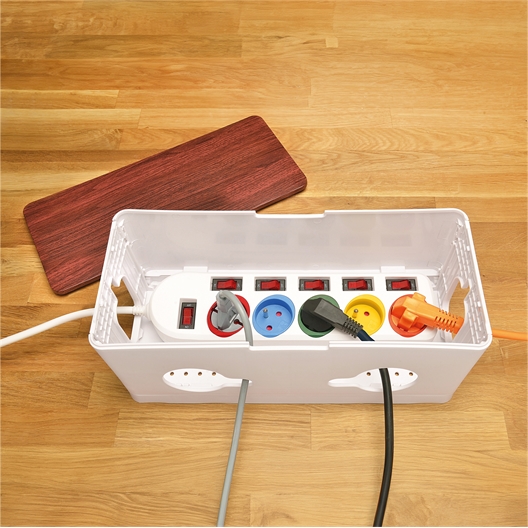 Boîte cache multiprise couvercle bambou