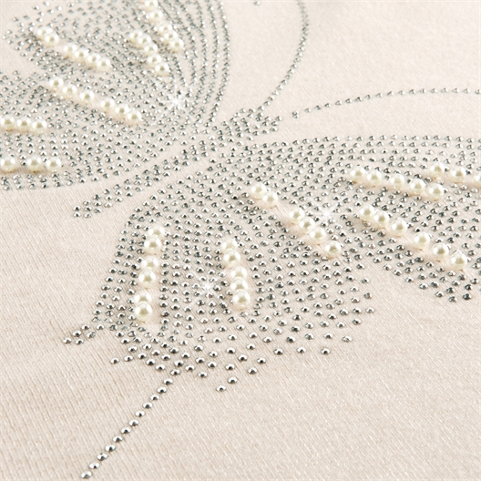 Pull papillon strass et perles écru