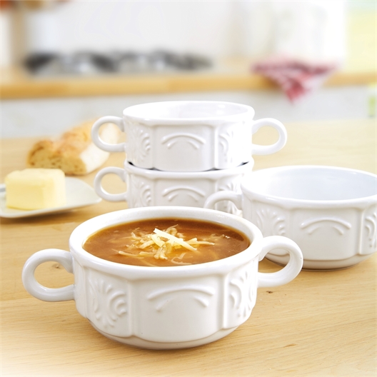 4 bols à poignées blancs