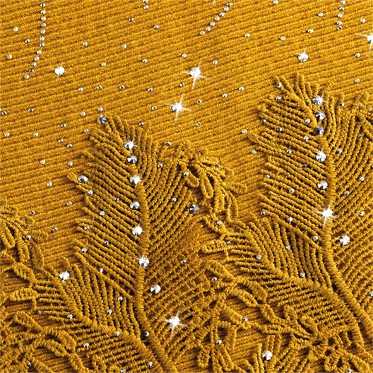 Pull dentelle & strass jaune