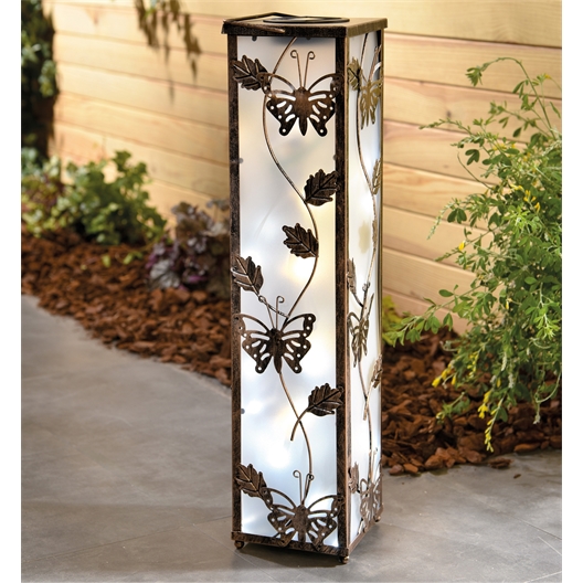 Lampe de sol papillons solaire