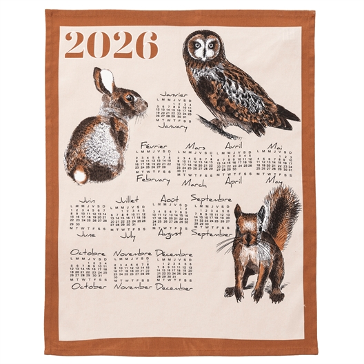 Lot de 3 torchons calendrier chat/chien/animaux de la forêt 2026