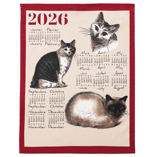 Lot de 3 torchons calendrier chat/chien/animaux de la forêt 2026