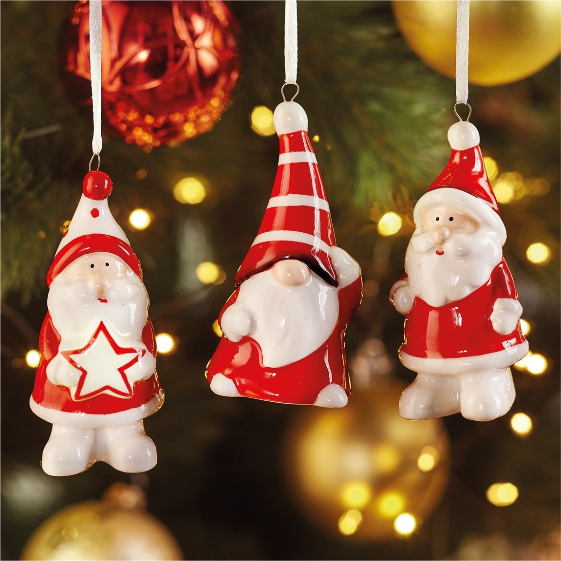 Lot de 24 suspensions pour sapin de Noël, décoration en bois, gnome