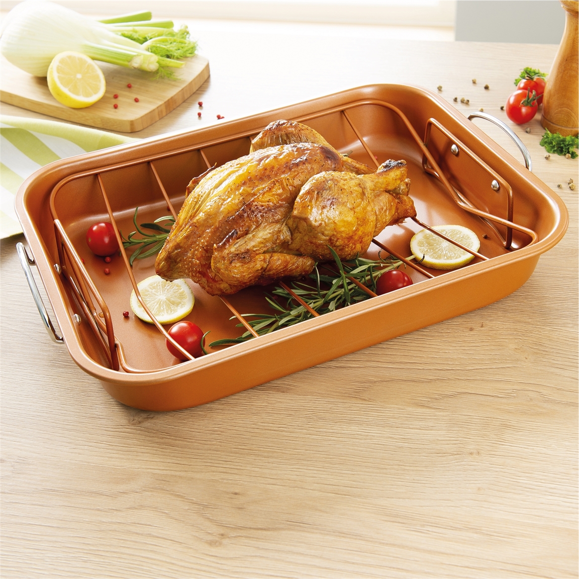 651840 Plat À Rôtir En Inox Avec Anses Pliantes 40 Cm Bistrot[J533