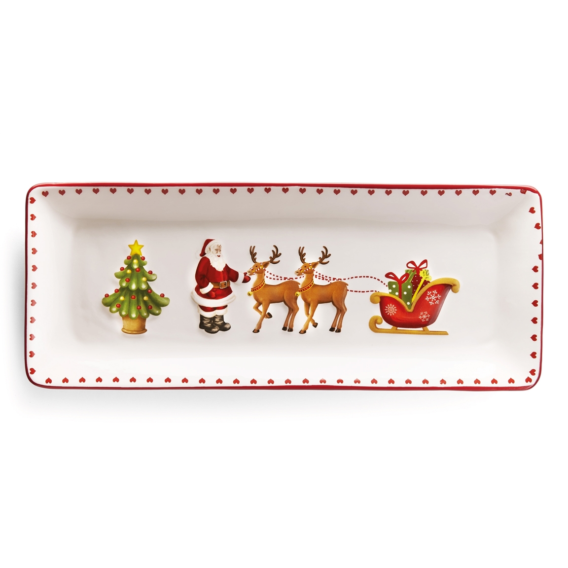 Plat à bûche Noël Traditionnel en céramique tartan - Aulica