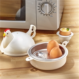 Kippenvormige eierkoker voor de microwave