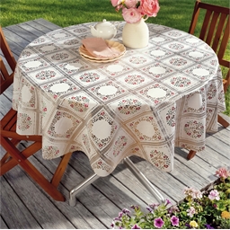 Nappe cirée effet dentelle Ronde (diam. 140 cm)