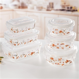 Lot de 3 boîtes borosilicate fleuries