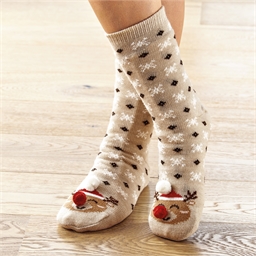Chaussettes antiglisse Noël renne ou pingouin