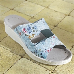 Mules fleuries Blanc ou Bleu