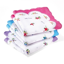 Lot de 12 mouchoirs fleuris