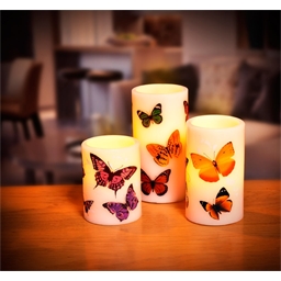 3 bougies LED papillons