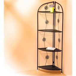 Etagère d'angle à fleurs en métal