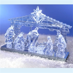 Crèche lumineuse chantante bleutée