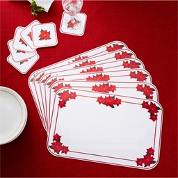 6 sets de table poinsettia +6 sous-verre
