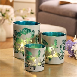 Lot de 3 bougeoirs en verre coloré, leramo Couleur bleu/gris La Redoute