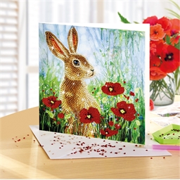 Carte à diamanter Lapin et coquelicots
