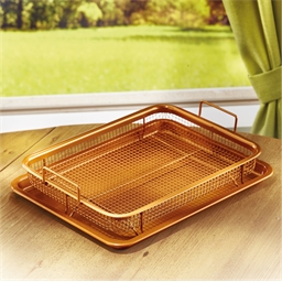 Copper coloured tray for convection oven