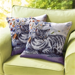 Set of 2 tabby cat cushion covers